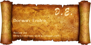 Dorman Endre névjegykártya